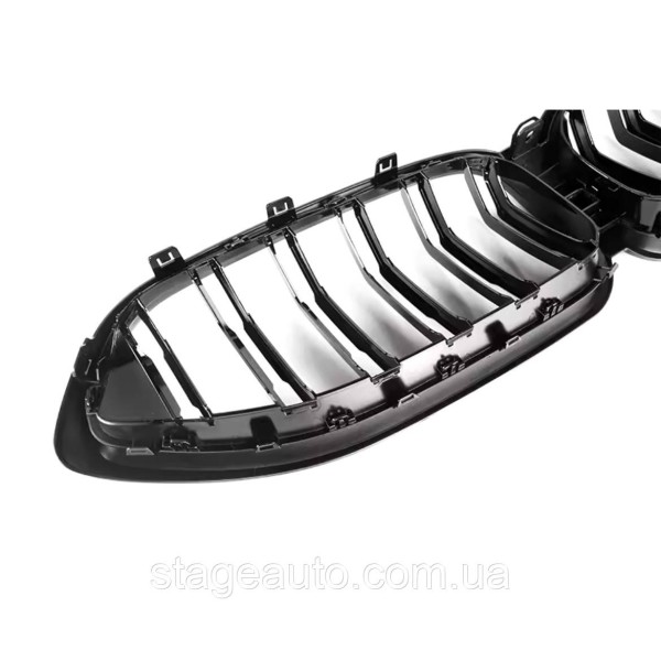 Решетка ноздри BMW БМВ 8 series G14, G15, G16 Черный Глянец 2 ребра Двойные M-Look
