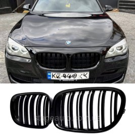 Решетка ноздри BMW БМВ 7 series F02, F01 Черный Глянец 2 ребра Двойные M-Look