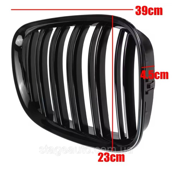 Решетка ноздри BMW БМВ 7 series F02, F01 Черный Глянец 2 ребра Двойные M-Look