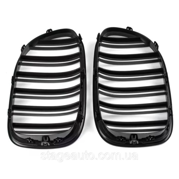 Решетка ноздри BMW БМВ 7 series F02, F01 Черный Глянец 2 ребра Двойные M-Look