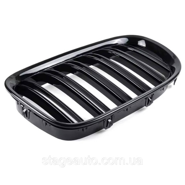 Решетка ноздри BMW БМВ 7 series F02, F01 Черный Глянец 2 ребра Двойные M-Look