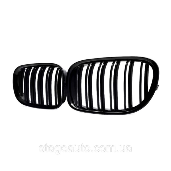 Решетка ноздри BMW БМВ 7 series F01, F02 Черный Глянец 2 ребра Двойные M-Look