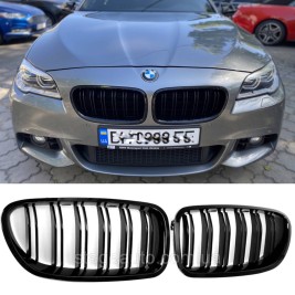 Решетка ноздри BMW БМВ 5 series F11, F10 Черный Глянец 2 ребра Двойные M-Look