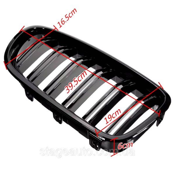 Решетка ноздри BMW БМВ 5 series F11, F10 Черный Глянец 2 ребра Двойные M-Look