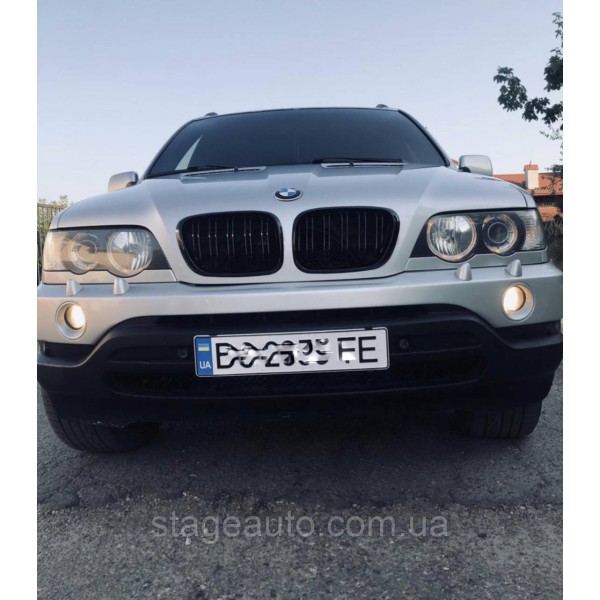 Решетка ноздри BMW БМВ 5 series E53 2000-2003 Черный Глянец 2 ребра Двойные M-Look