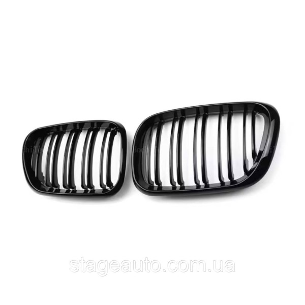 Решетка ноздри BMW БМВ 5 series E53 2000-2003 Черный Глянец 2 ребра Двойные M-Look