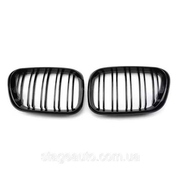 Решетка ноздри BMW БМВ 5 series E53 2000-2003 Черный Глянец 2 ребра Двойные M-Look