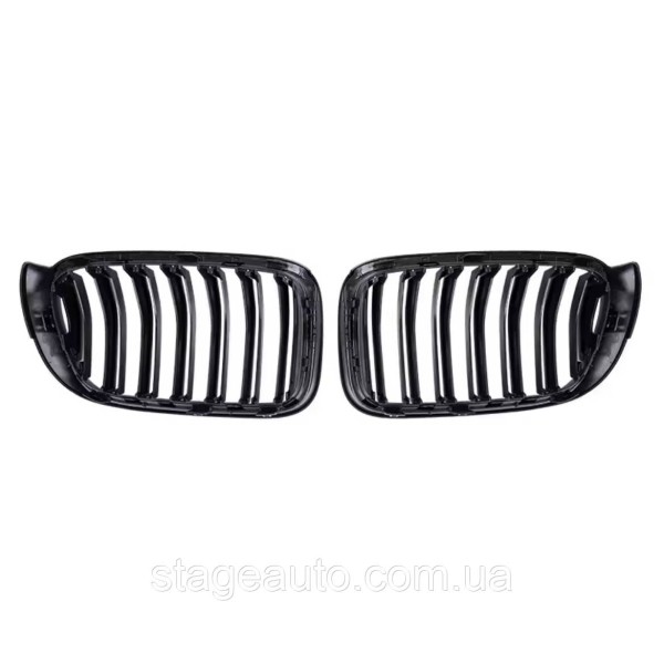 Решетка ноздри BMW БМВ X3 X4 series F25, F26 FL Черный Глянец 2 ребра Двойные M-Look