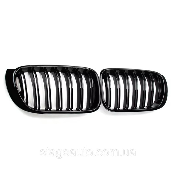 Решетка ноздри BMW БМВ X3 X4 series F25, F26 FL Черный Глянец 2 ребра Двойные M-Look