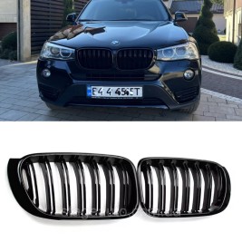 Решетка ноздри BMW БМВ X4 X3 series F26, F25 FL Черный Глянец 2 ребра Двойные M-Look