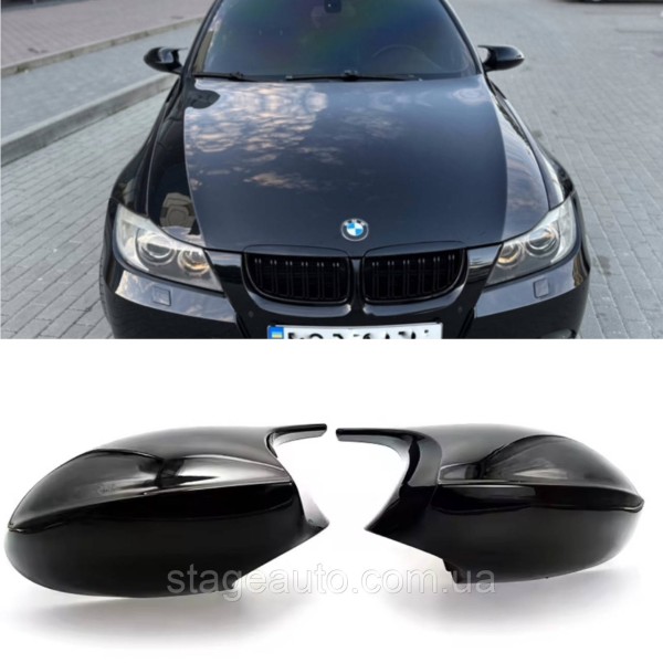 Накладки на зеркала M-performance BMW БМВ 3 series E90 E91 E92 E93 Черный глянец