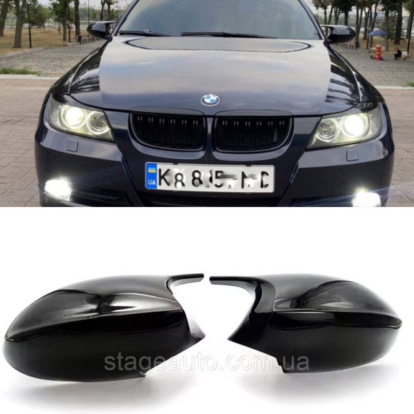 Накладки на зеркала M-performance BMW БМВ 3 series E91 E90 E92 E93 Черный глянец