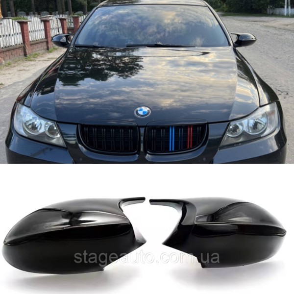 Накладки на зеркала M-performance BMW БМВ 3 series E91 E90 E92 E93 Черный глянец