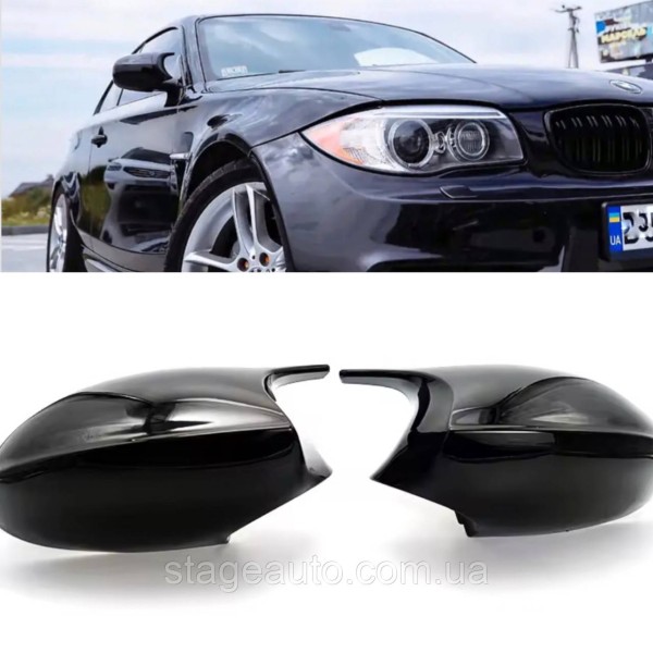 Накладки на зеркала M-performance BMW БМВ 1 series FL E81 E82 E87 E88 Черный глянец