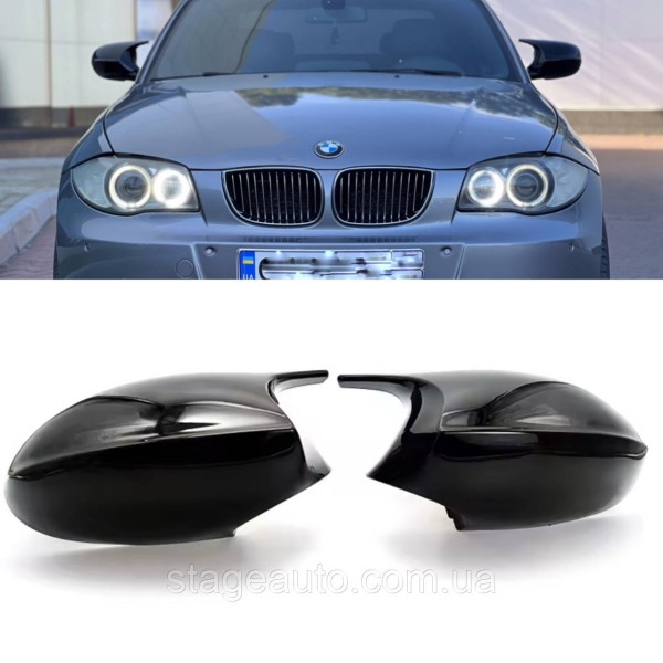 Накладки на зеркала M-performance BMW БМВ 1 series FL E81 E82 E87 E88 Черный глянец