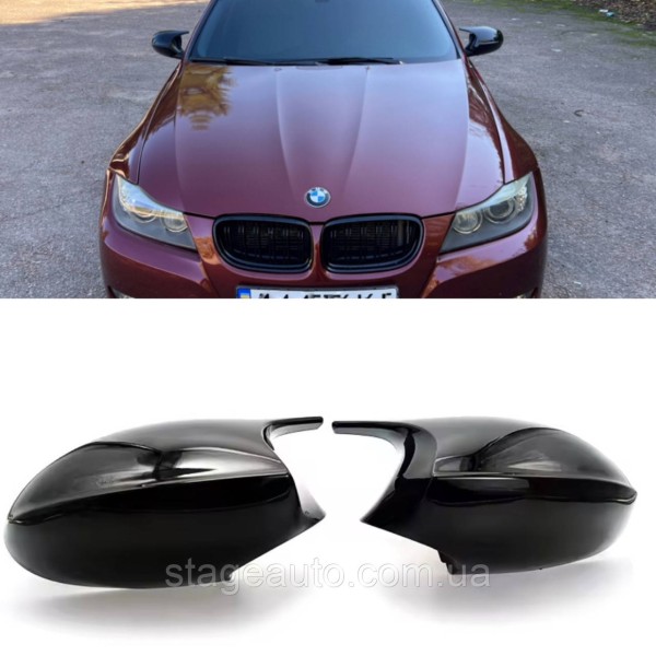 Накладки на зеркала M-performance BMW БМВ 3 series FL E90 E91 E92 E93 Черный глянец