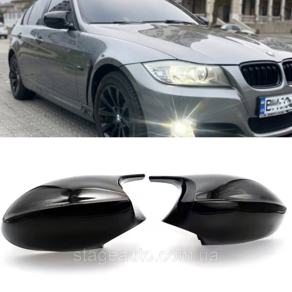 Накладки на зеркала M-performance BMW БМВ 3 series FL E91 E90 E92 E93 Черный глянец