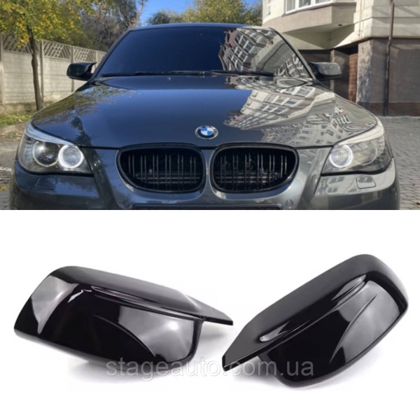 Накладки на зеркала M-performance BMW БМВ 5 series E60 E61 Черный глянец