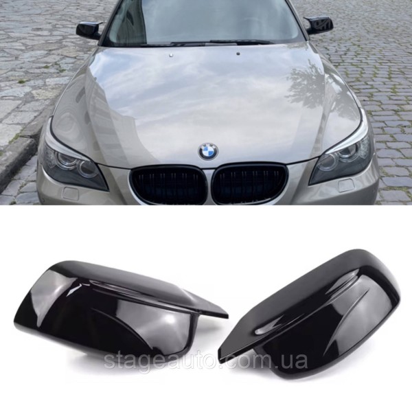 Накладки на зеркала M-performance BMW БМВ 5 series E61 E60 Черный глянец
