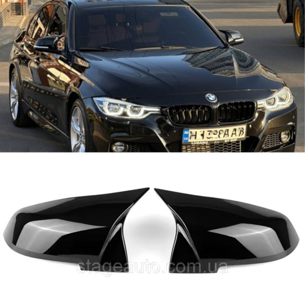 Накладки на зеркала M-performance BMW БМВ 3 series F30 F31 Черный глянец