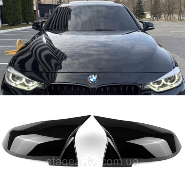 Накладки на зеркала M-performance BMW БМВ 3 series F30 F31 Черный глянец