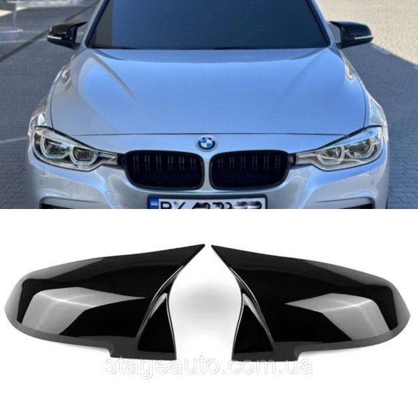 Накладки на зеркала M-performance BMW БМВ 3 series F31 F30 Черный глянец