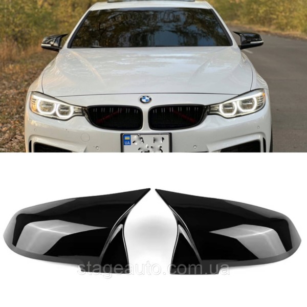 Накладки на зеркала M-performance BMW БМВ 4 series F32 F33 Черный глянец