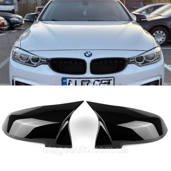 Накладки на зеркала M-performance BMW БМВ 4 series F32 F33 Черный глянец