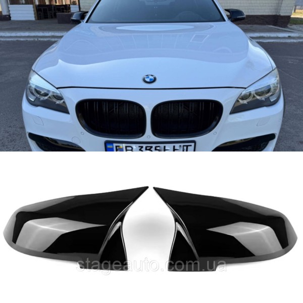 Накладки на зеркала M-performance BMW БМВ 7 series F01 F02 FL Черный глянец