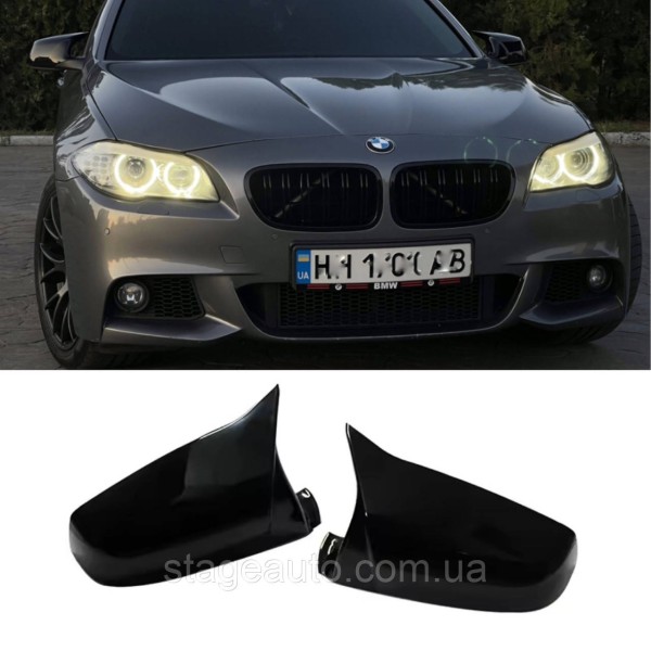 Накладки на зеркала M-performance BMW БМВ 5 series F11 F10 2010-2013 Черный глянец