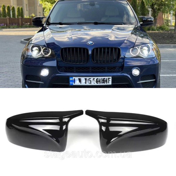 Накладки на зеркала M-performance BMW БМВ X5 X6 series E70 E71 Черный глянец