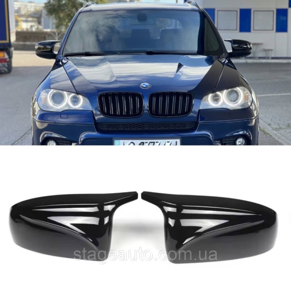 Накладки на зеркала M-performance BMW БМВ X5 X6 series E70 E71 Черный глянец