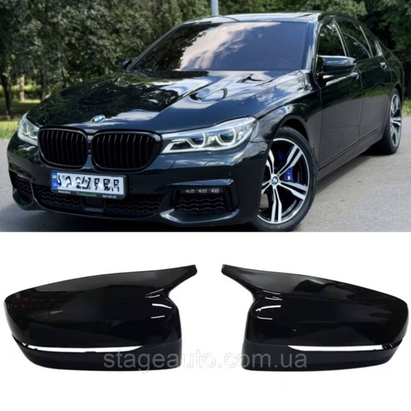 Накладки на зеркала M-performance BMW БМВ 7 series G11 G12 Черный глянец