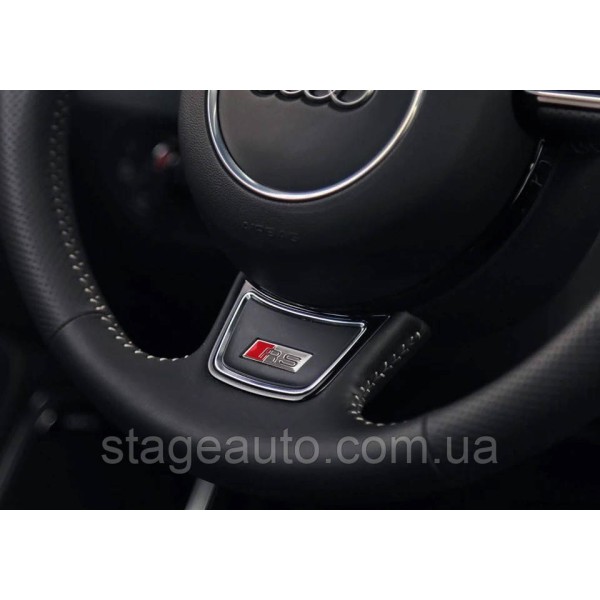 Эмблема, значок, наклейка в руль AUDI RS Ауди РС красный+хром
