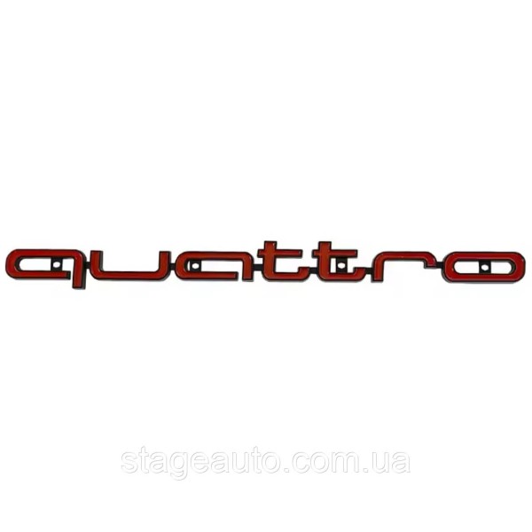 Эмблема шильдик, логотип Audi Ауди Quattro кватро в решетку радиатора Черно красный