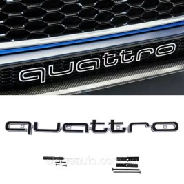 Эмблема шильдик, логотип Audi Ауди Quattro кватро в решетку радиатора Черный