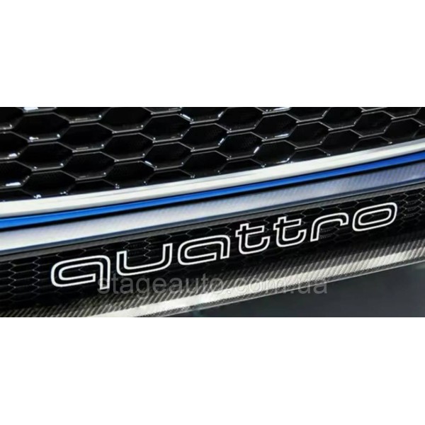 Эмблема шильдик, логотип Audi Ауди Quattro кватро в решетку радиатора Черный