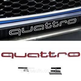 Эмблема шильдик, логотип Audi Ауди Quattro кватро в решетку радиатора Красный