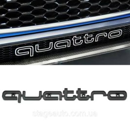 Эмблема шильдик, логотип Audi Ауди Quattro кватро в решетку радиатора Черный