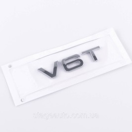 Эмблема шильдик на крылья, значок на крыло Audi Ауди V6T Хром