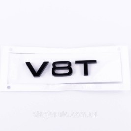 Эмблема шильдик на крылья, значок на крыло Audi Ауди V8T Черный Глянец