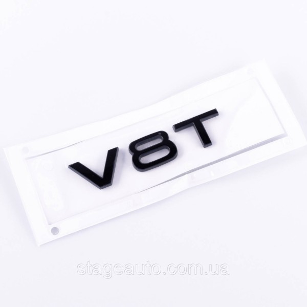 Эмблема шильдик на крылья, значок на крыло Audi Ауди V8T Черный Глянец