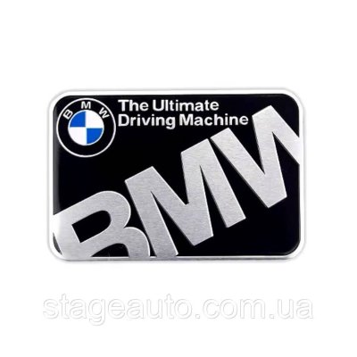 Металевий шильдик емблема BMW The Ultimate Driving Machine БМВ Квадратний 60*40 мм