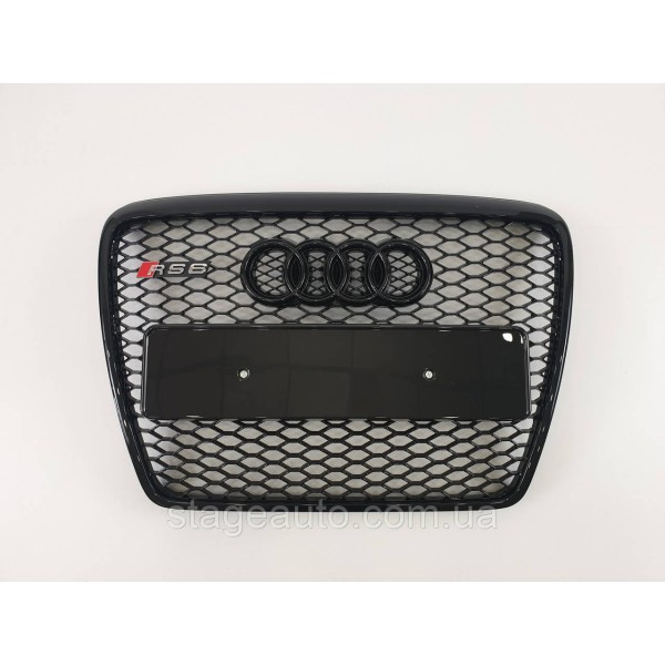Решетка радиатора Audi A6 2004-2011год Черная (в стиле RS)