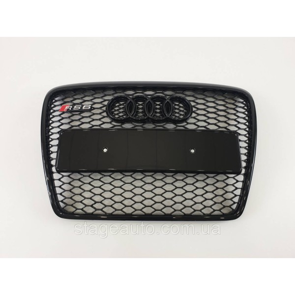 Решетка радиатора Audi A6 2004-2011год Черная (в стиле RS)