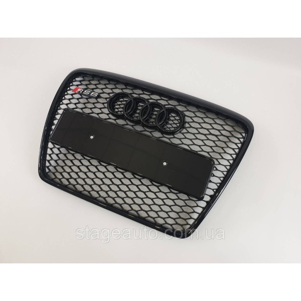 Решетка радиатора Audi A6 2004-2011год Черная (в стиле RS)