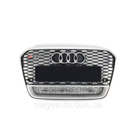 Решетка радиатора Audi A6 2011-2014год Черная с серой рамкой Quattro (в стиле RS)