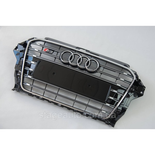 Решетка радиатора Audi A3 2013-2016год Черная с хромом (в стиле S-Line)