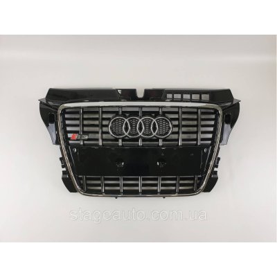 Решетка радиатора Audi A3 2008-2012год Черная с хромом (в стиле S-Line)