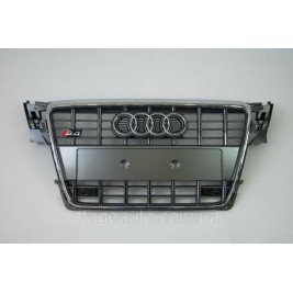 Решетка радиатора Audi A4 2007-2011 год Серая с хромом (в стиле S-Line)